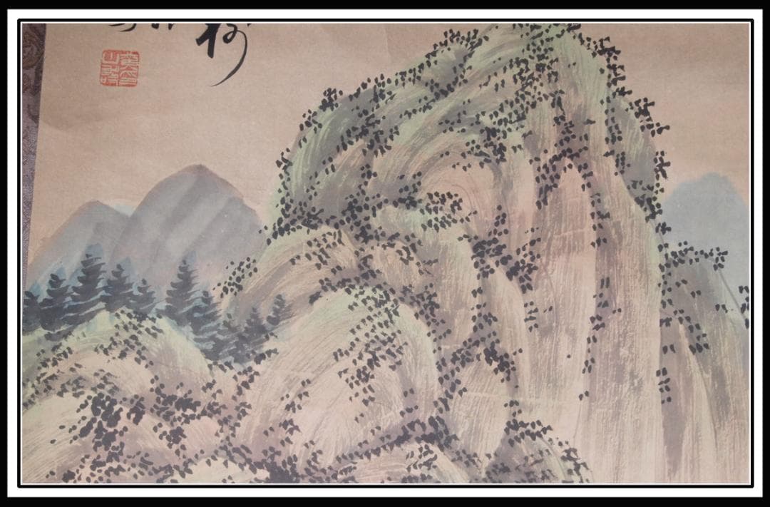 骨董掛け軸】風景図 中国　唐時代 肉筆保證 掛け軸AK1018-2A10-3