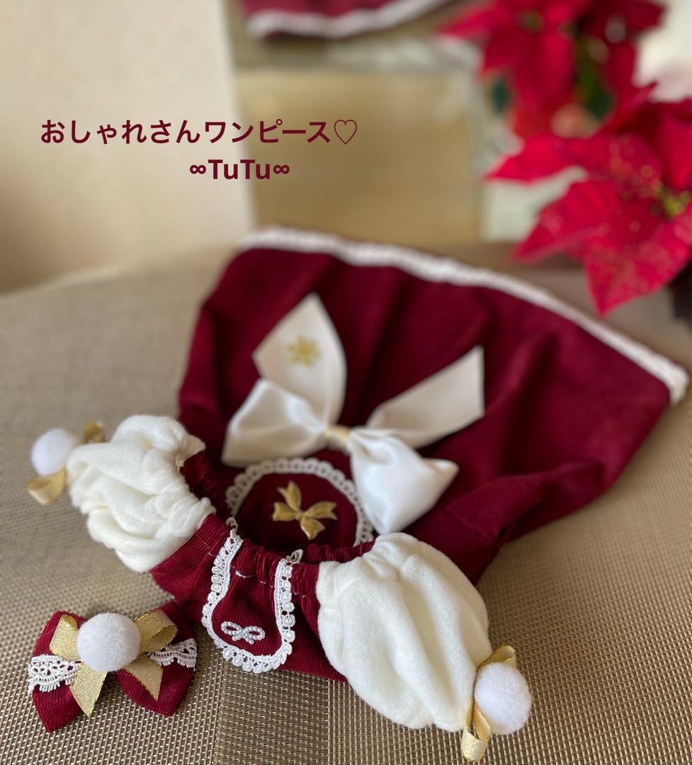 おしゃれさんワンピース　∞TuTu∞  クリスマス　犬服　ハンドメイド