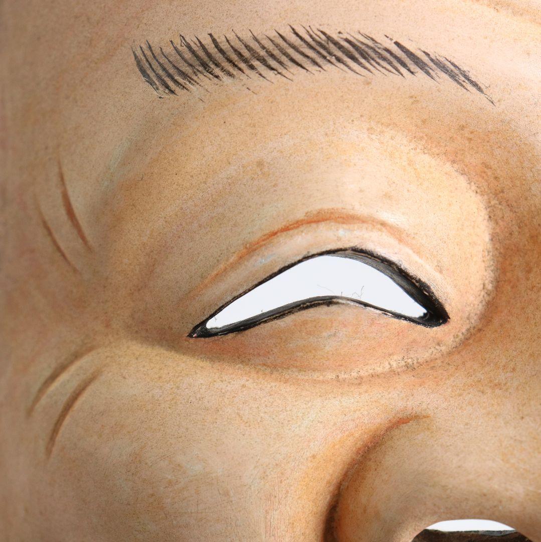 狂言面 恵比寿 彩色木彫 能面　AC1016