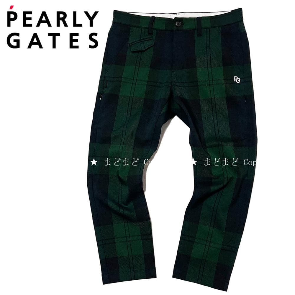美品 パーリーゲイツ ストレッチ入り ビッグ チェック パンツ 4 メンズ