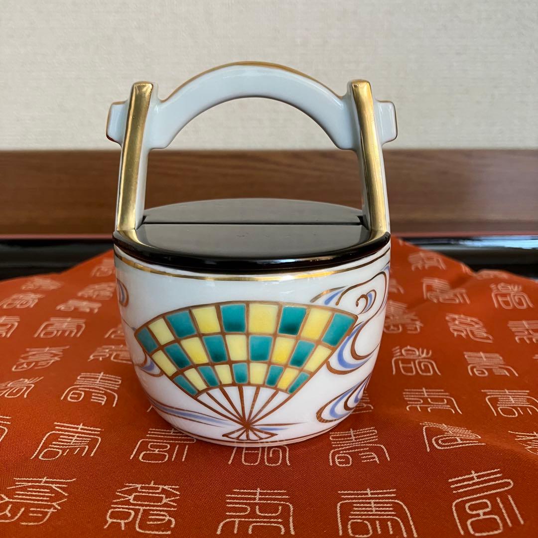 最終お値下げ 茶道具 京焼 手塚祥堂造色絵手桶茶入