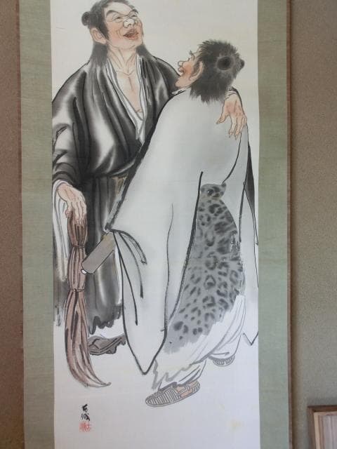 掛軸■人物絵「古城」再会 絹本 掛け軸 日本画 肉筆 古美術 時代物 骨董品■⑥