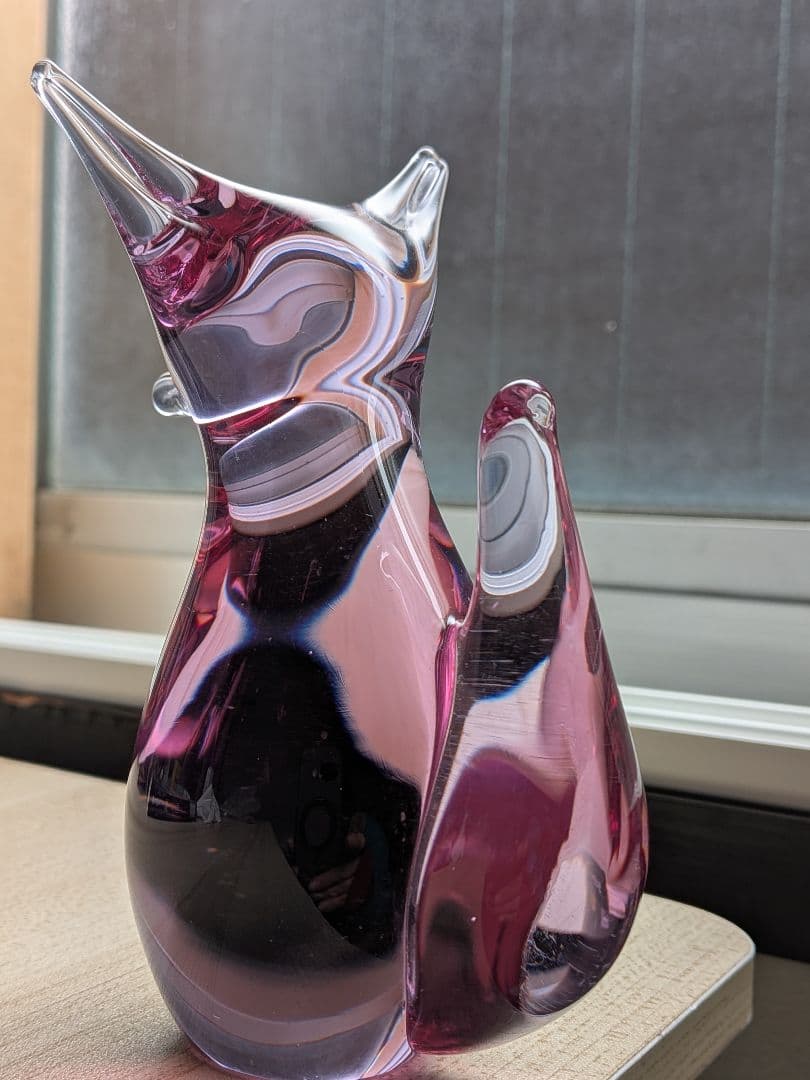 ヴィンテージBOHEMIA GLASS ピンクガラス一点もの