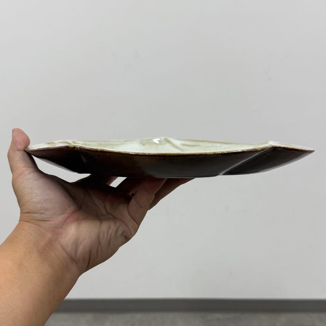 SNT1165 久田宗也 尋牛斎書付　膳所焼　練梅菓子器　菓子皿　共箱