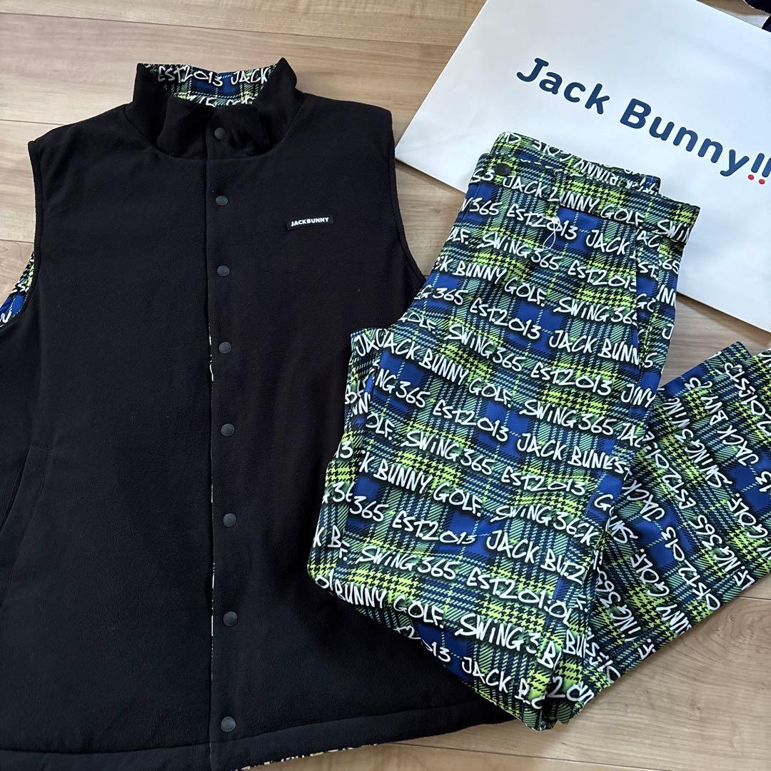新品　ジャックバニー　メンズ　リバーシブル中綿ベスト　裏地付きパンツ　上下L