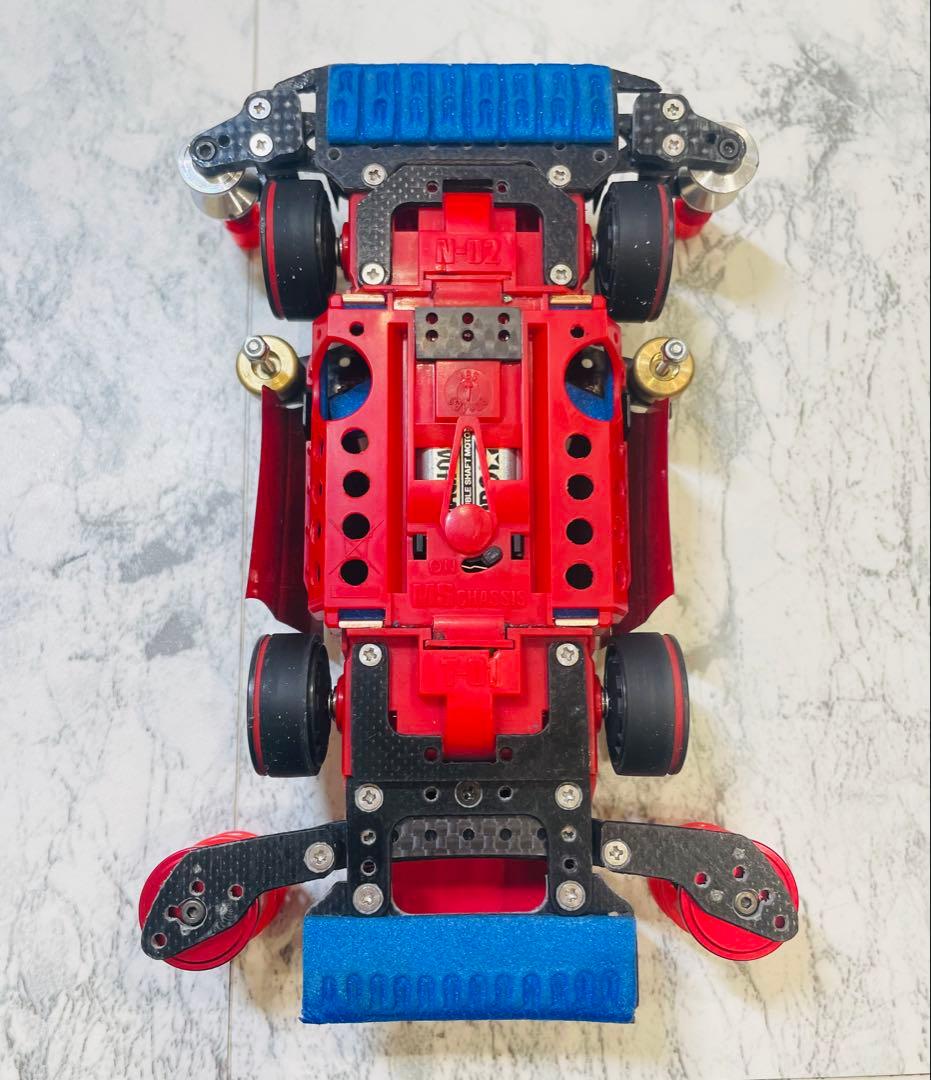 ミニ四駆　MSスギヤマ式フレキ　V字カット鳥居残し　２軸ATスラダン１軸アンカー