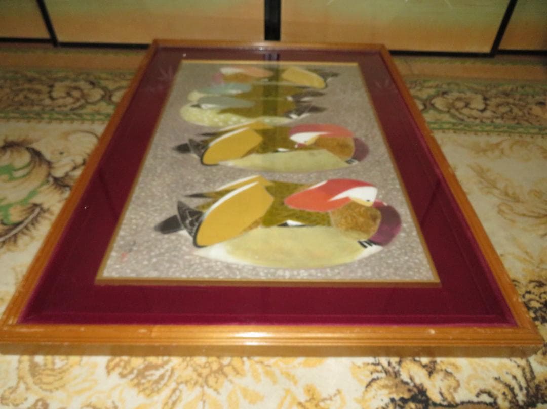 馬場連交　「鴛鴦」　日本画　M20号　大作　日本美術院院友　師：前田青邨