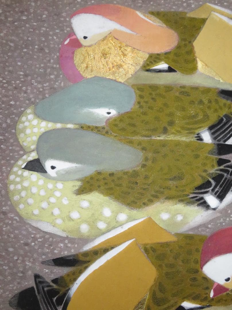 馬場連交　「鴛鴦」　日本画　M20号　大作　日本美術院院友　師：前田青邨