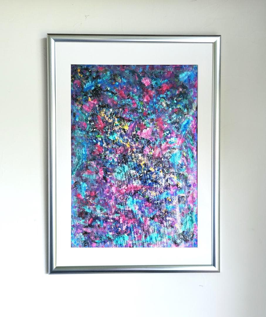 ミルキーウェイ/ 抽象画 77×56㎝ B2額縁セット 原画限り インテリア