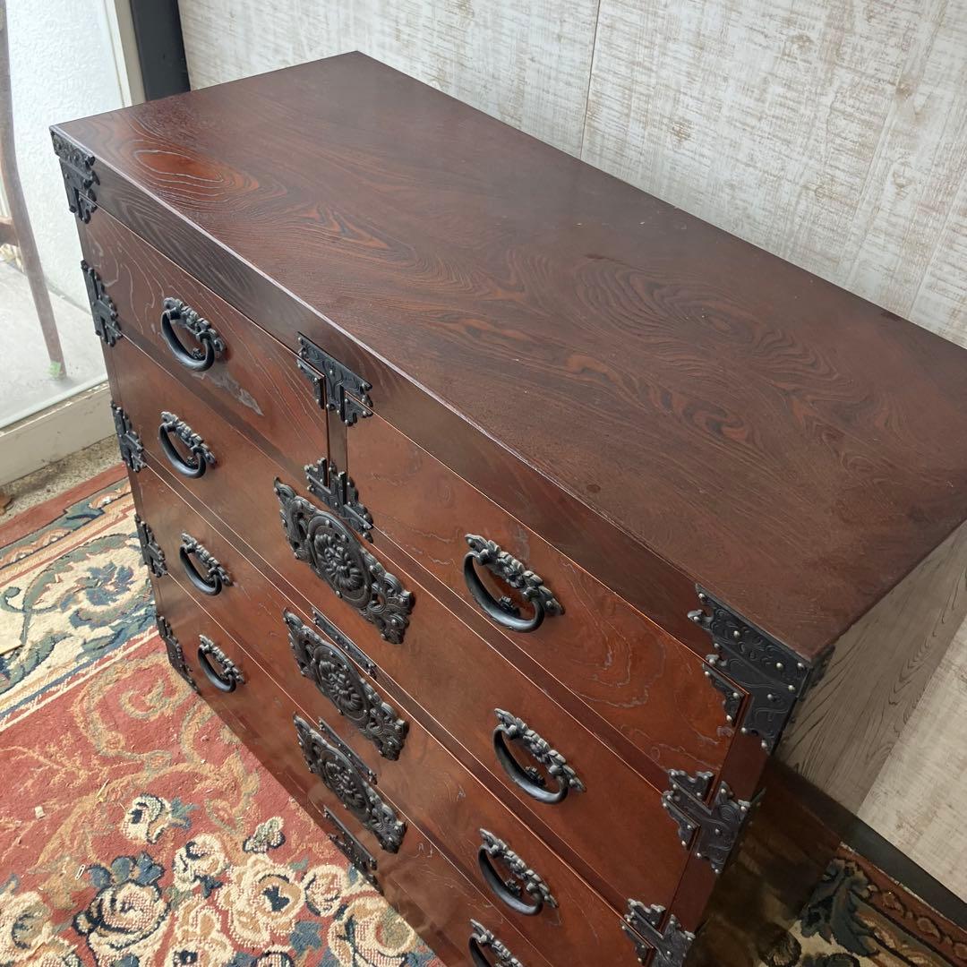 昭和レトロ 古家具 仙台箪笥 4段5杯 引き出し箪笥 和箪笥 ビンテージ古道具