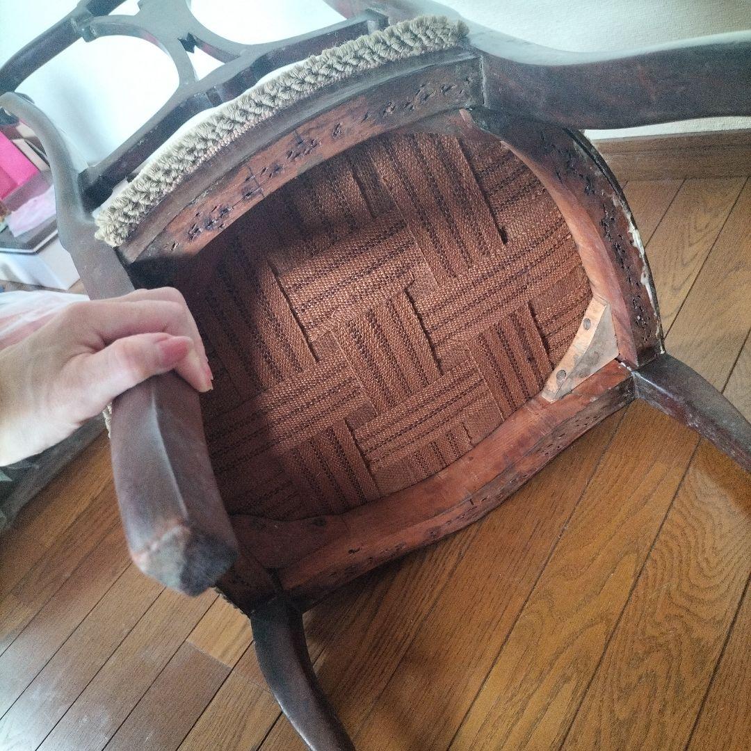 時間限定値下①木製　刺繍　椅子　アンティーク　プチポワン　チェア　イギリス　ミニ