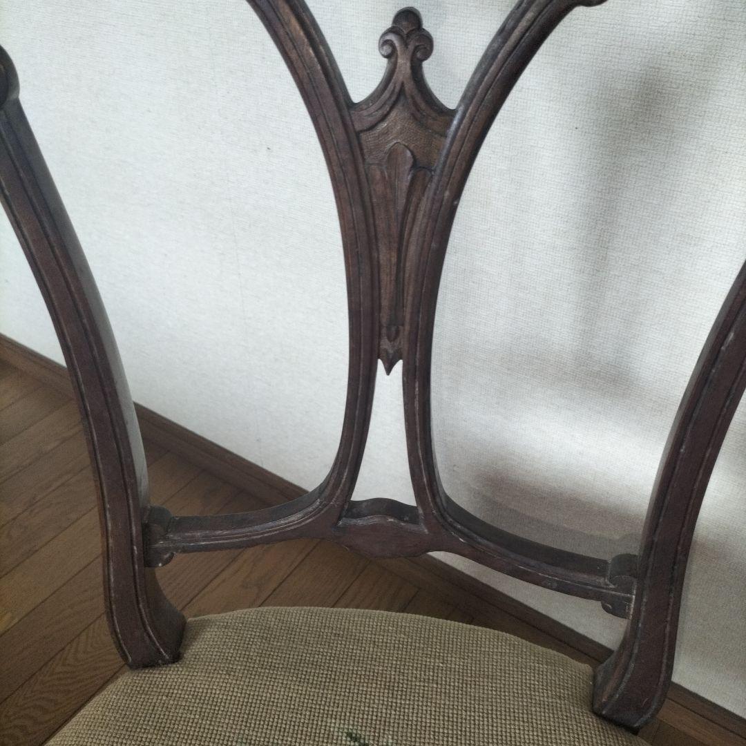 時間限定値下①木製　刺繍　椅子　アンティーク　プチポワン　チェア　イギリス　ミニ