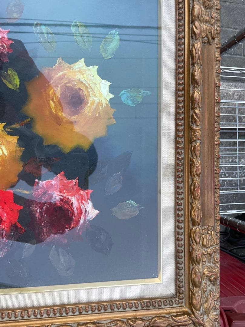 絵画　油彩　油絵　静物画　花　バラ