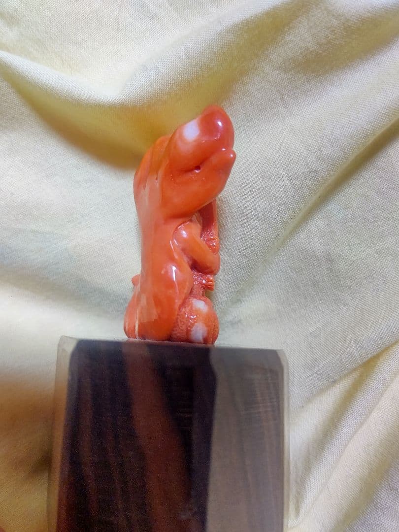 ひでお値下　珊瑚 不動明王 彫刻 珊瑚加工職人