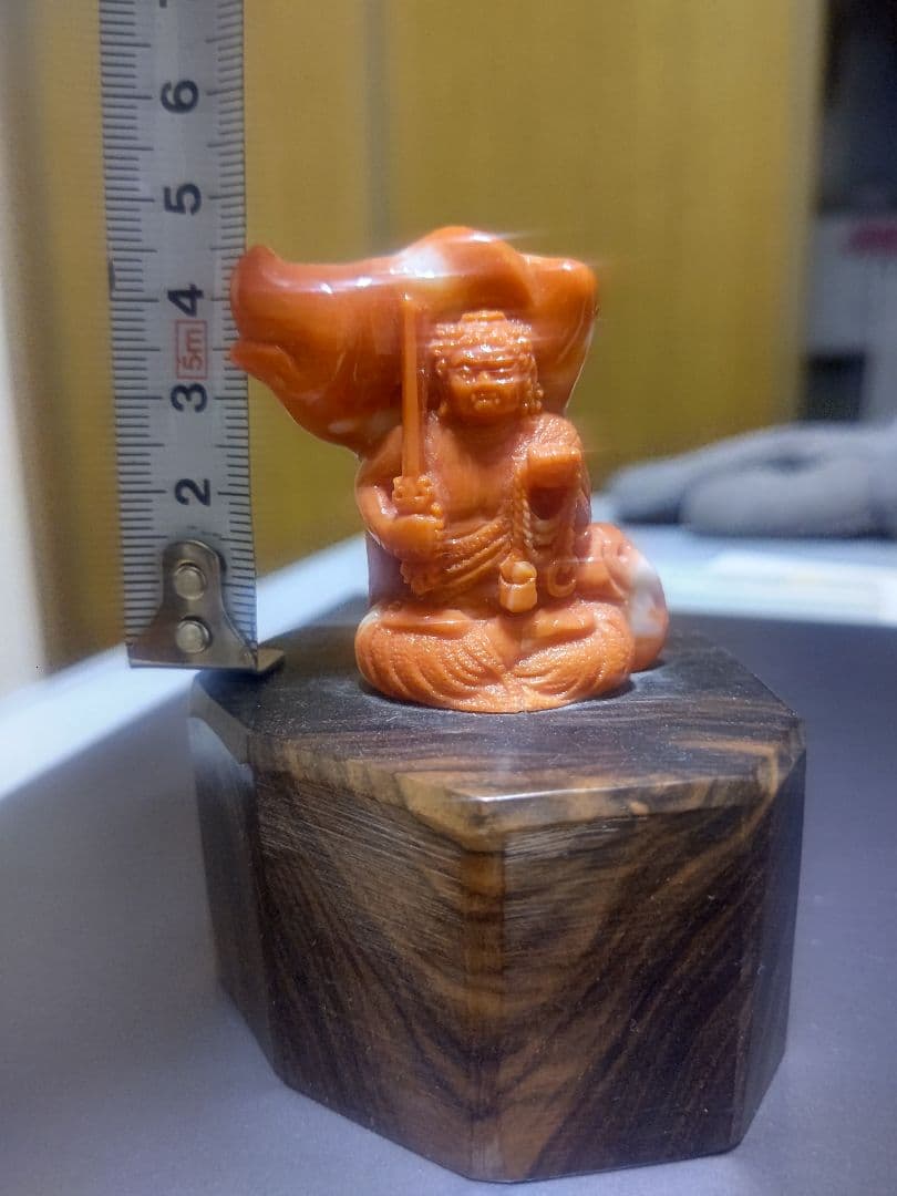 ひでお値下　珊瑚 不動明王 彫刻 珊瑚加工職人