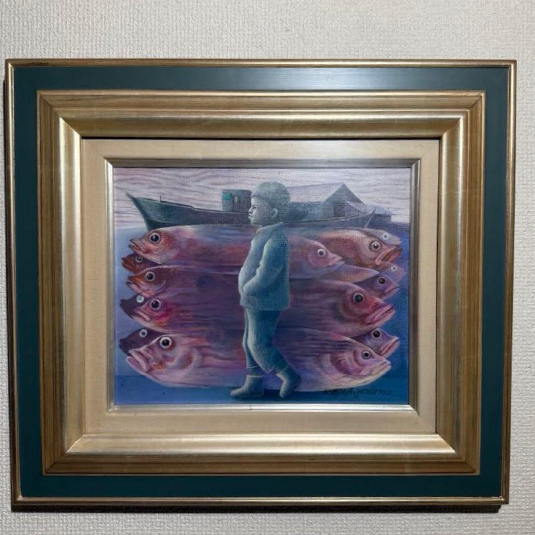 リアリズム　坂中功一郎【追跡の海】肉筆油彩画　アクリル