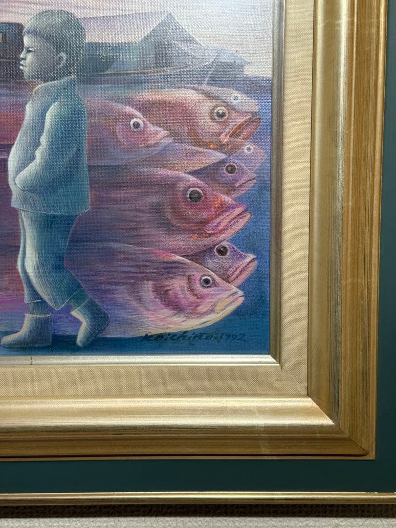 リアリズム　坂中功一郎【追跡の海】肉筆油彩画　アクリル