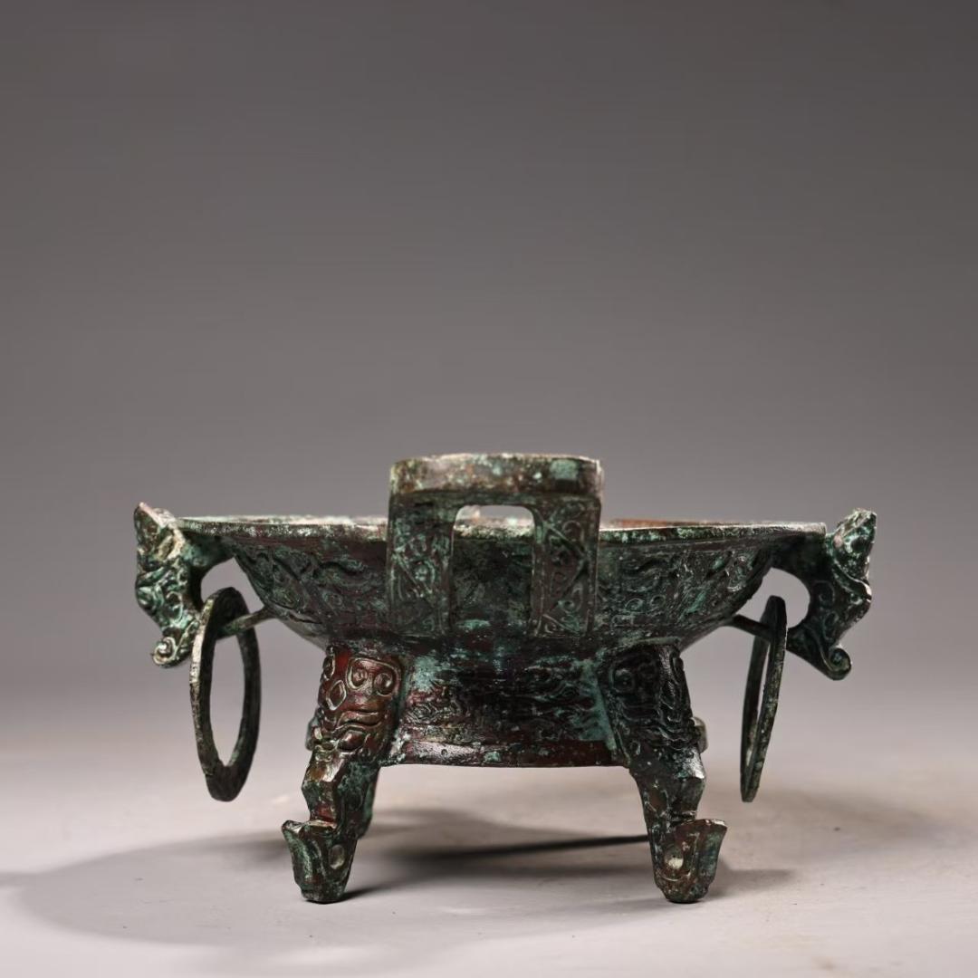 中国古美術『旧蔵 青銅鍋』純銅製 古銅器 置物 擺件 時代物 下郷収蔵 唐物