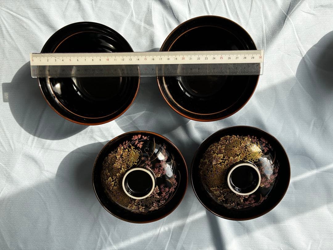 【有田焼】幸山窯 天目菊 蓋付きお椀 4客セット 金彩 豪華 汁椀 吸物椀