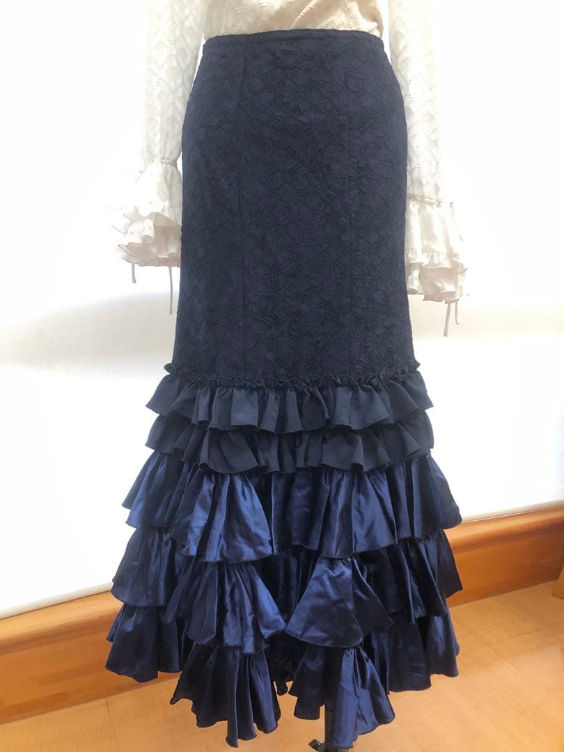 新品未使用✨フラメンコ 衣装　レースファルダ　イベリア　ネイビー