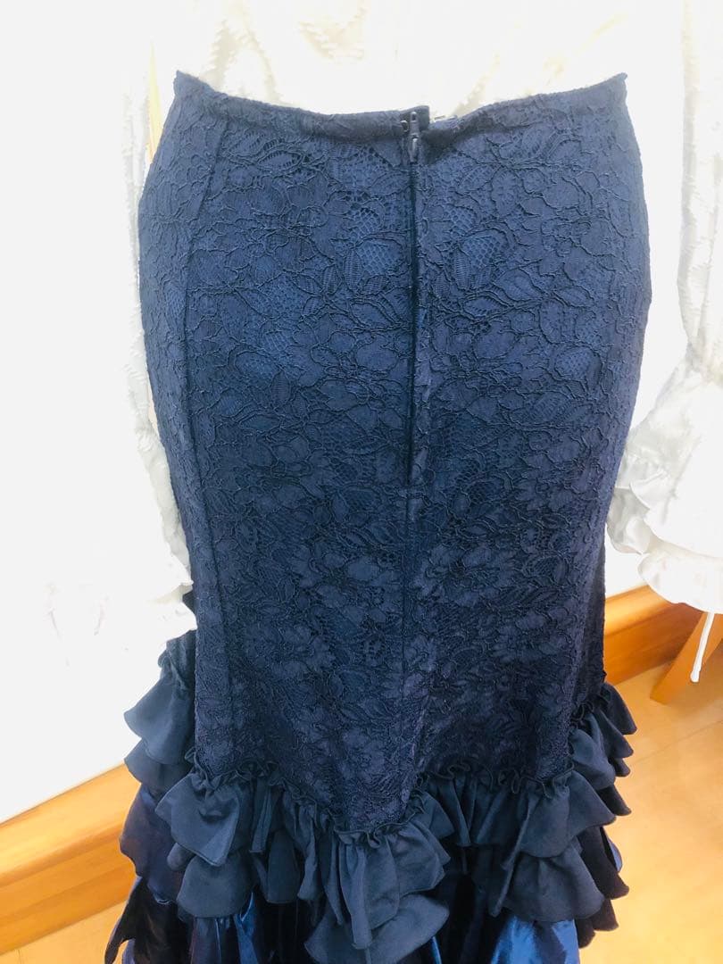 新品未使用✨フラメンコ 衣装　レースファルダ　イベリア　ネイビー