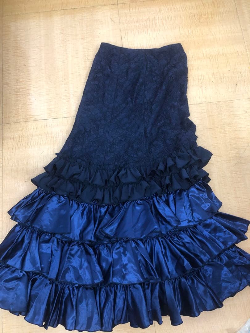 新品未使用✨フラメンコ 衣装　レースファルダ　イベリア　ネイビー