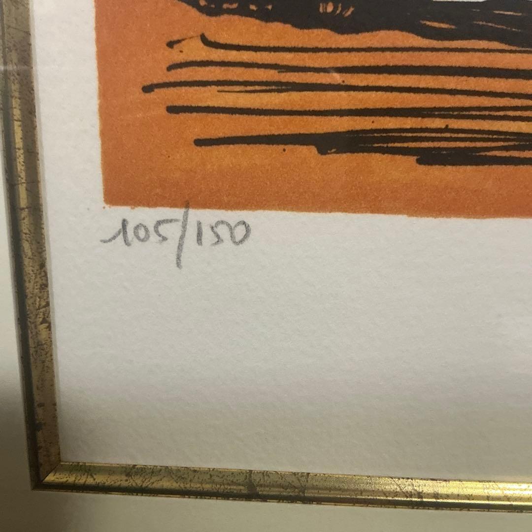 ベルナールビュッフェ　リトグラフ　5本の薔薇　直筆サイン　証明書付き