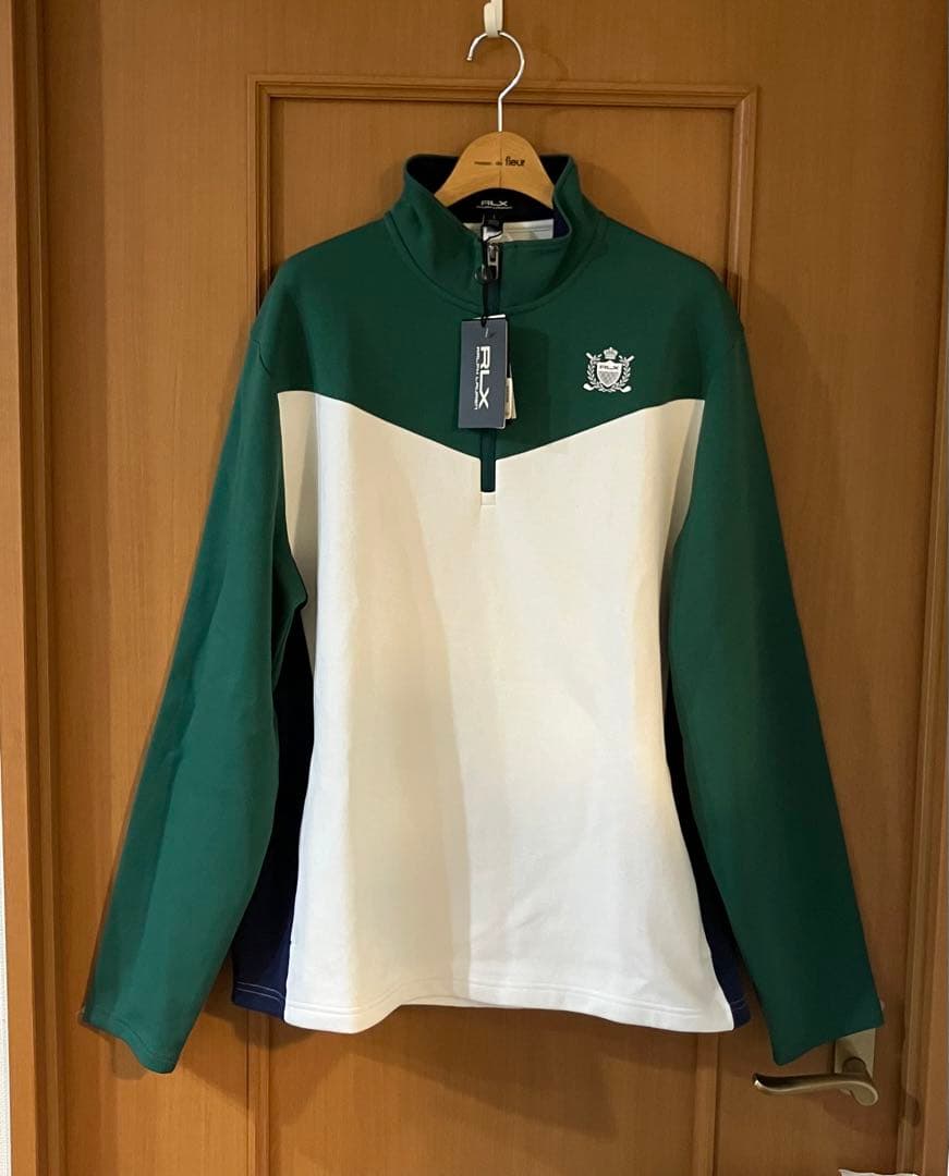 RLX ゴルフ ブロックダブルニット プルオーバー フルジップ ジャケット M