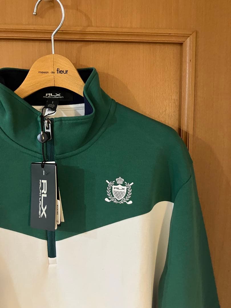 RLX ゴルフ ブロックダブルニット プルオーバー フルジップ ジャケット M