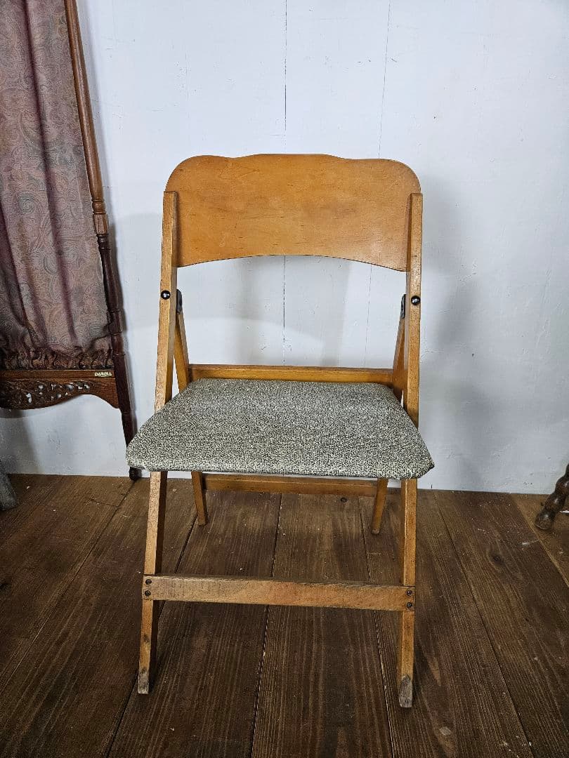 USヴィンテージ フォールディングチェア 木製 折り畳み椅子 古家具