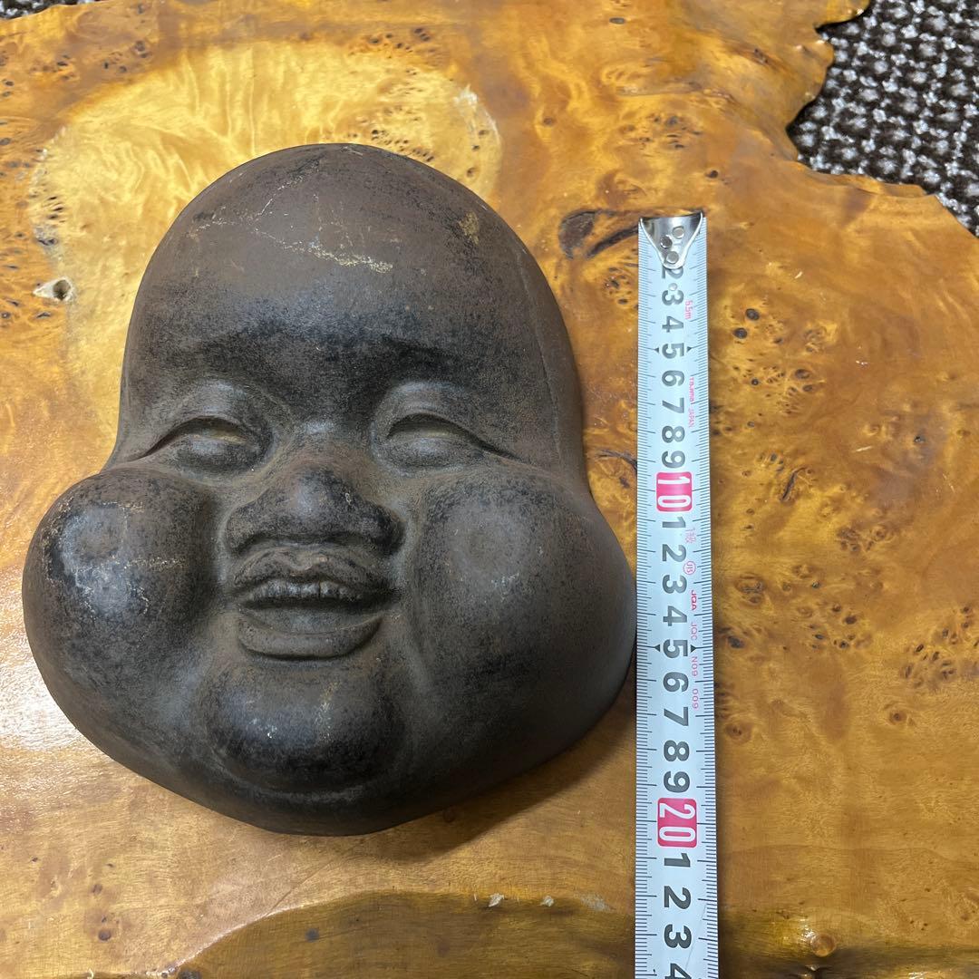 鉄製　お多福　お福様ふっくらした頬　お面　古美術　骨董品　重厚感あります