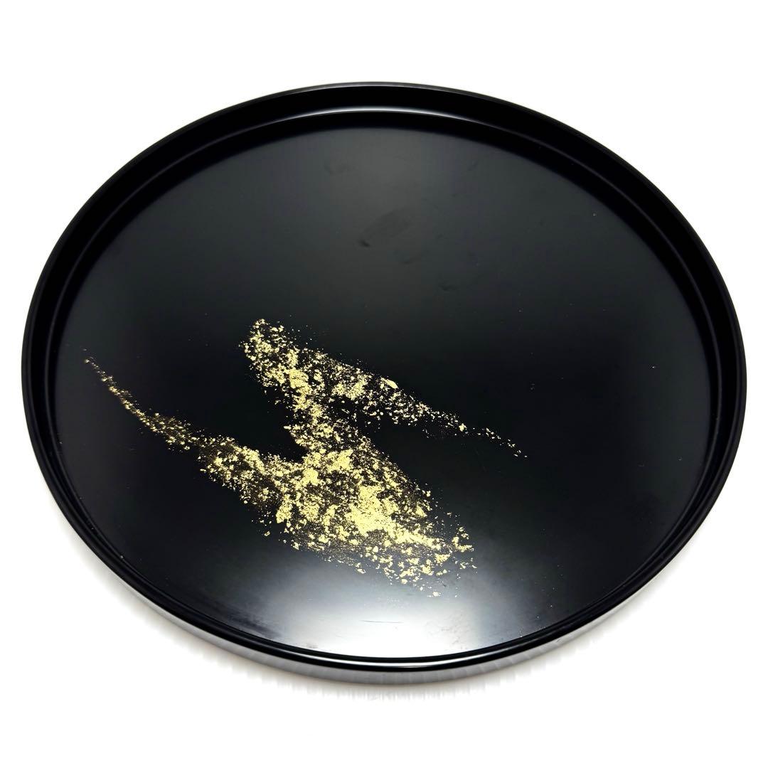 未使用 高級 輪島塗 金 漆器 天然木 干菓子盆 丸盆 膳 トレー 伝統工芸