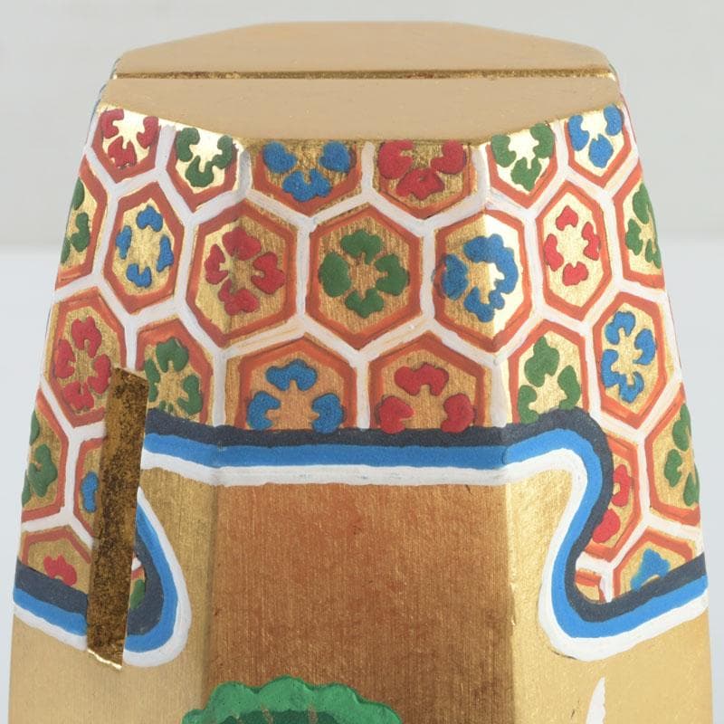 aoi　島津有職庵作　本金箔京彩　ぶりぶり香合　共布共箱　V　9488