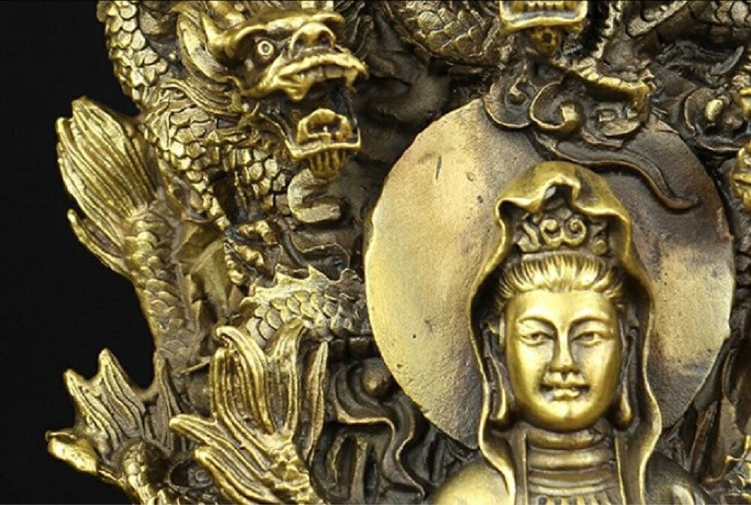 特大サイズ 九龍観音像 観音菩薩像 中国神話 竜生九子 仏像