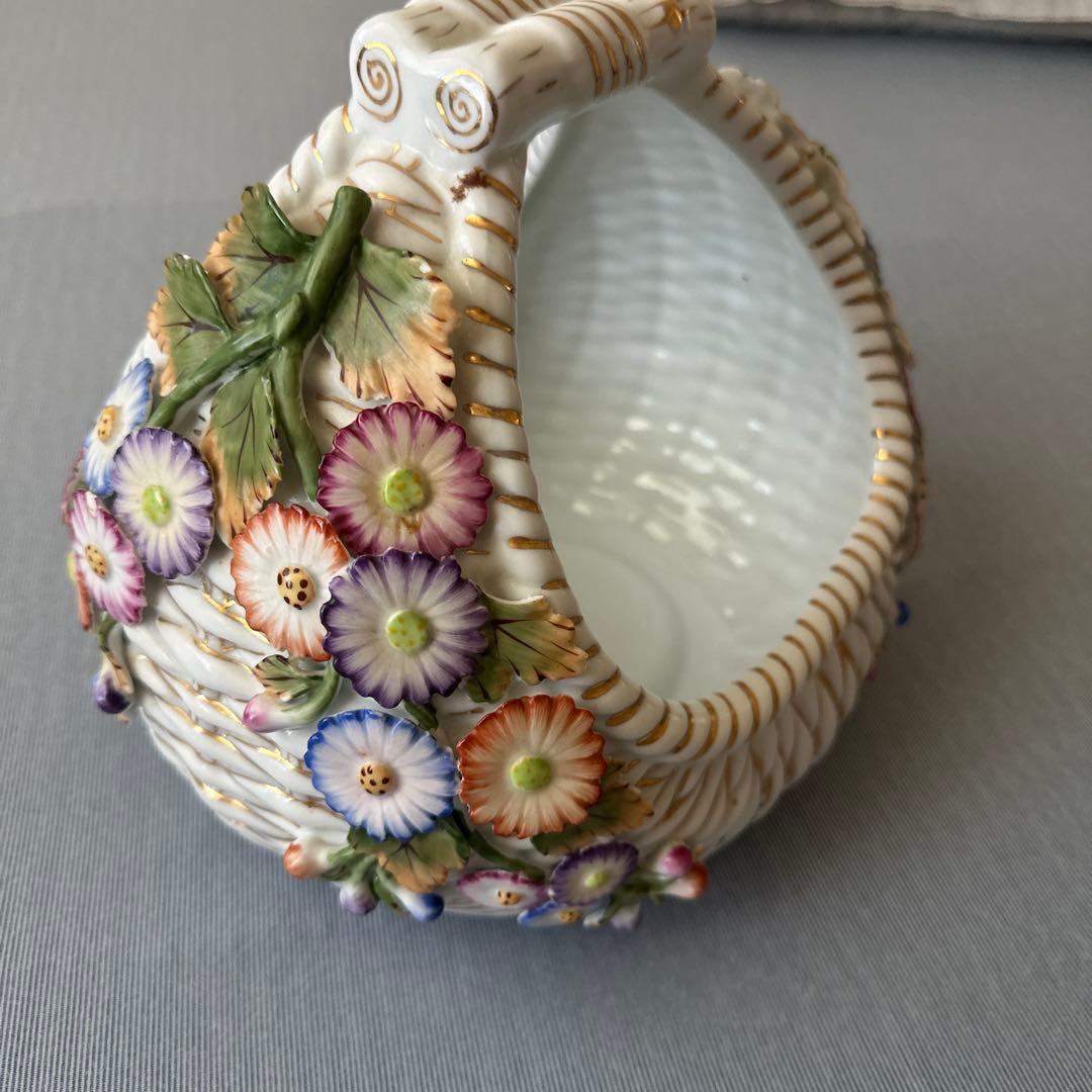 陶器製 花柄バスケット