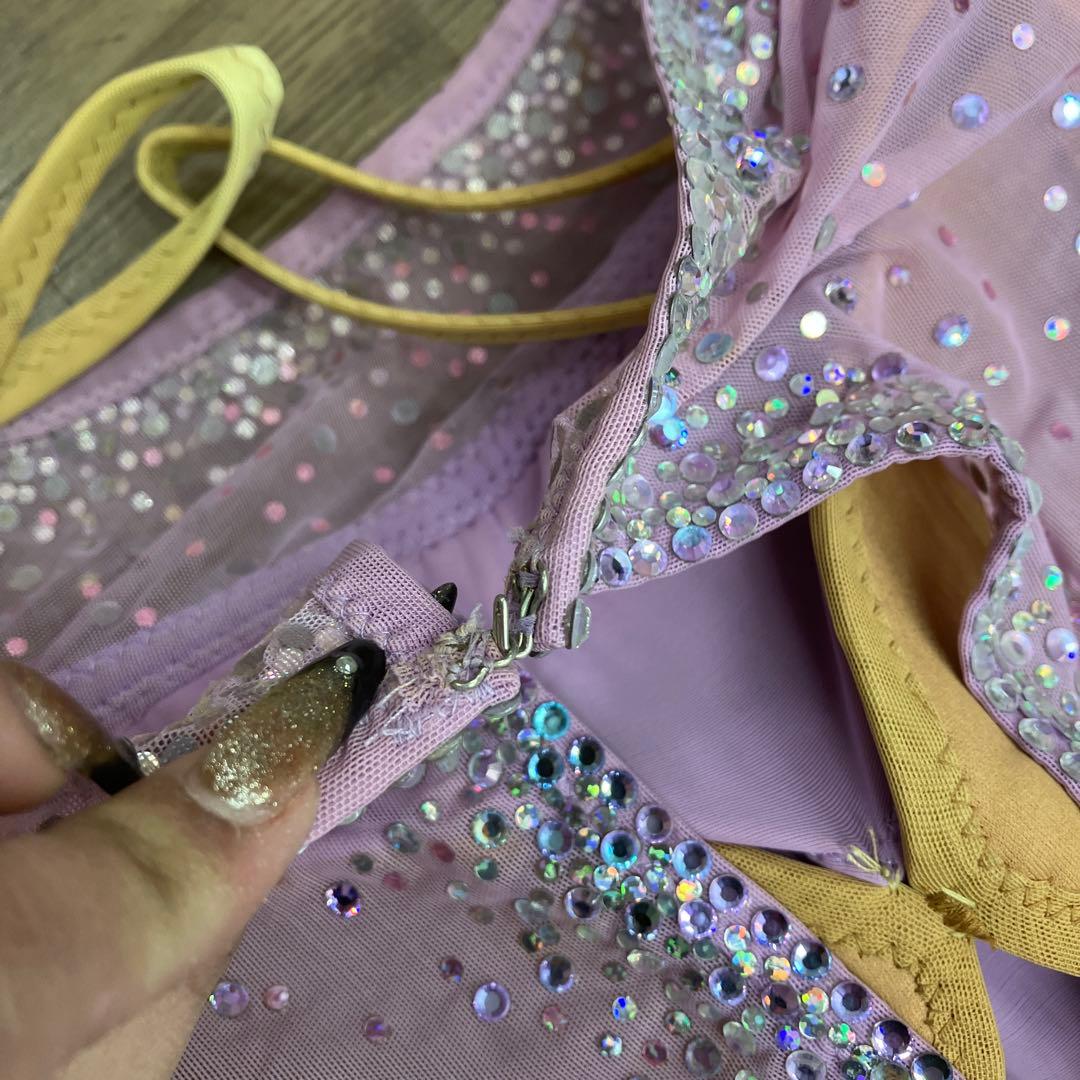 2.3 競技ダンス ラテン バトン用 ドレス パープル ピンク 社交ダンス