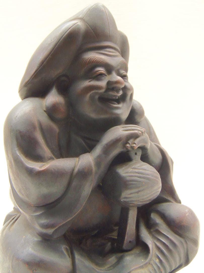 古備前 七福神 座大黒天 大黒様 置物 珍品 レア古備前・レア備前焼 骨董品