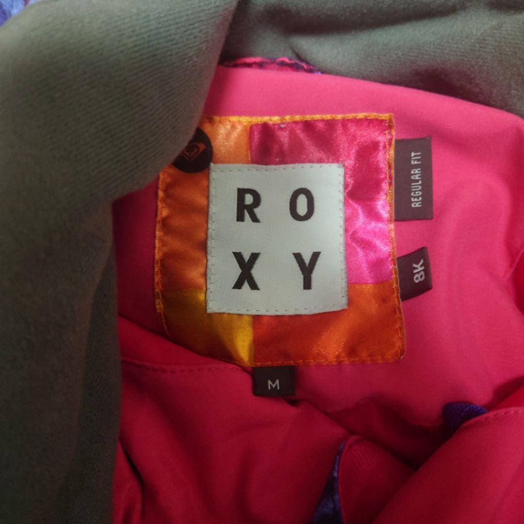 【美品】ROXY　スノボウェア　上下セットＭ　総柄　ニット柄　ロゴ　ピンク