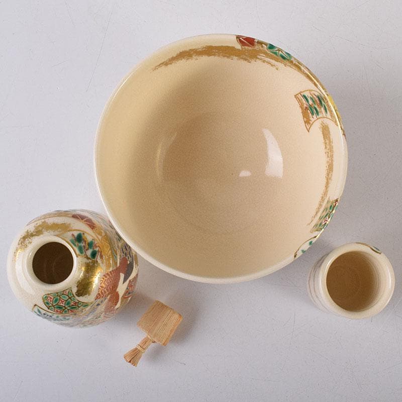 京焼　平安　御室窯　仁清　金平糖入　茶碗など　三点セット　共箱　C　R8646