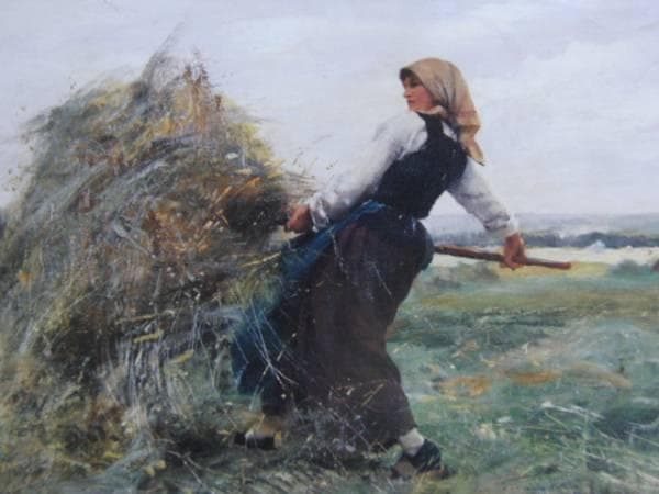 ジュリアン・デュプレ、干し草を集める女、希少な額装用画集より