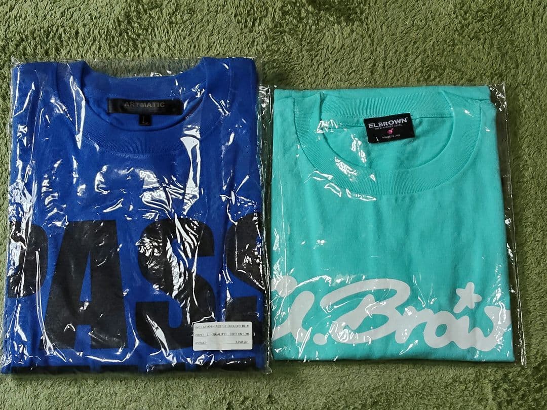 新品　PASS THE MIC Tシャツ Lサイズ　青色&エルブラウンTシャツ