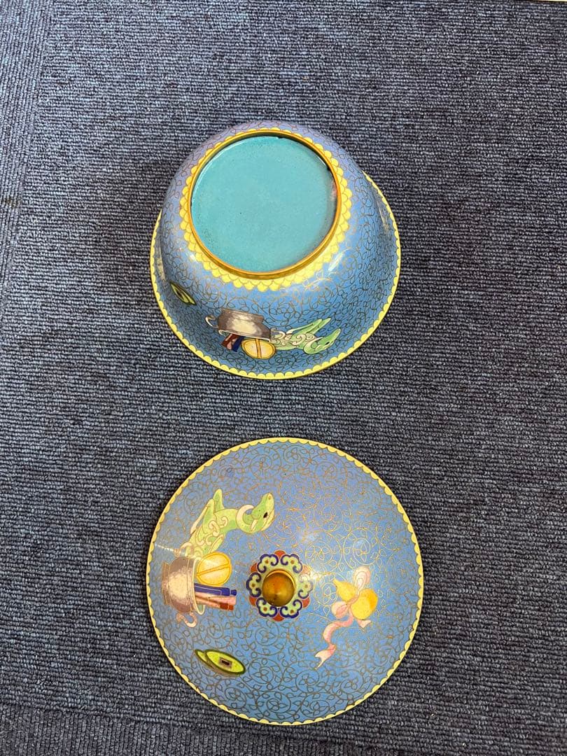 1210 中国美術　景泰藍　七宝　琺瑯　鉢　時代物