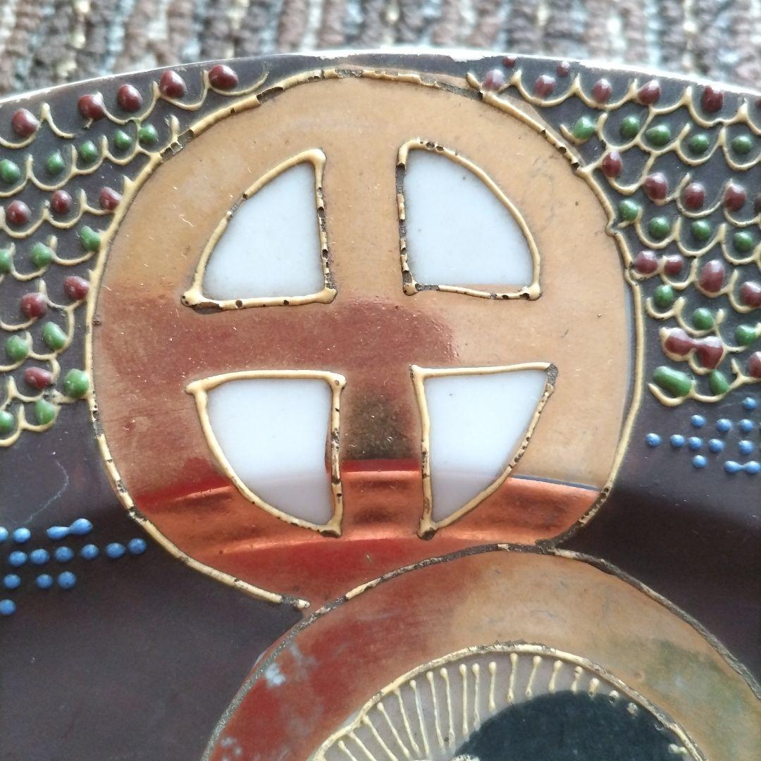 オールドニッポン　薩摩焼　薩摩十字　金襴手　観音羅漢図　８寸皿