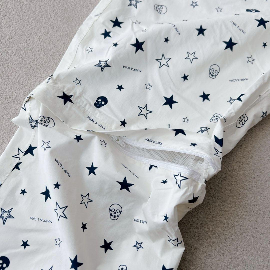 美品✨ マークアンドロナ　スカルロゴ　総柄　ゴルフパンツ　ホワイト　L