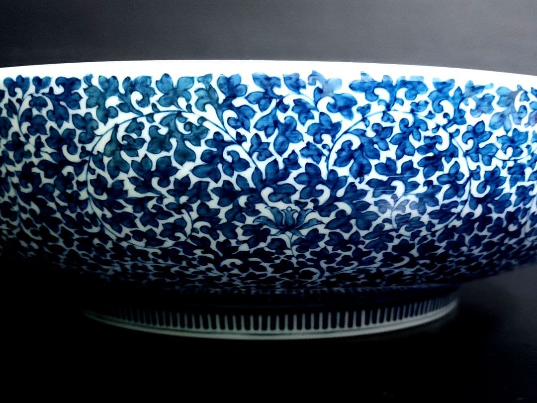 葉山有樹 細密画大鉢 古伊万里粟に鶉画銅鑼鉢 直径：約44.3cm