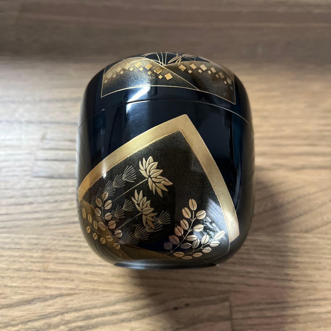 京塗 蒔絵 棗（共箱付き・茶道具）