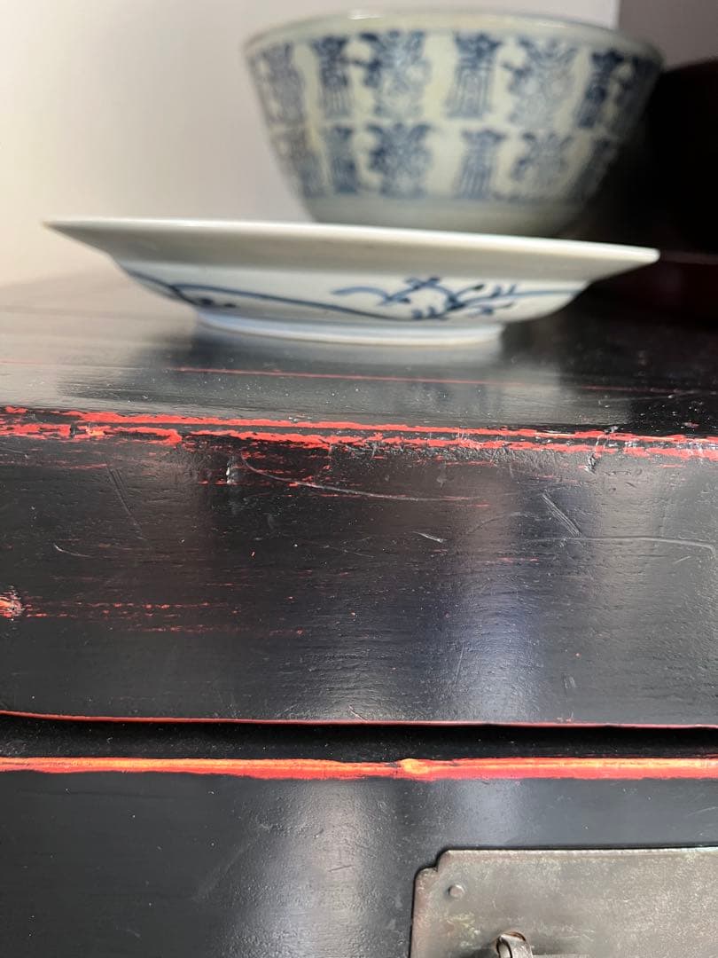 専用！古染付　桜　虫　菊　牡丹　花頭と、鳥の図芙蓉手古染付皿、合計２枚セット