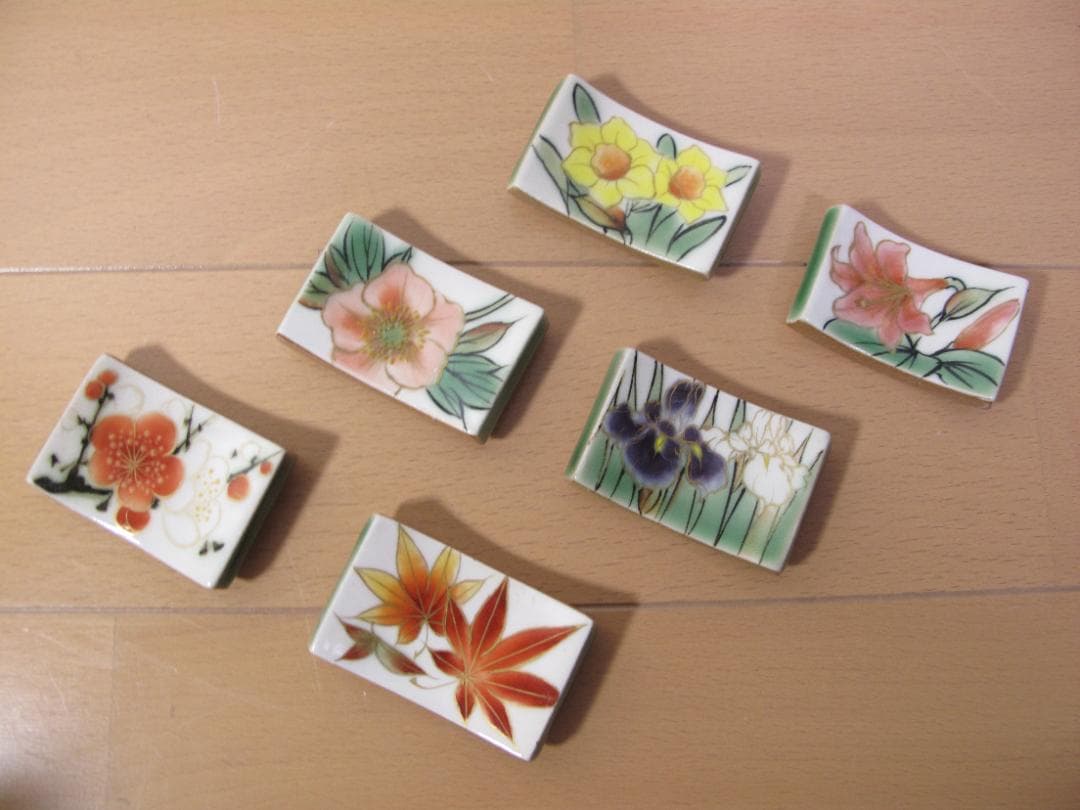 陶あん京焼清水焼 伝統工芸色絵付け　箸置き　６個おまとめ