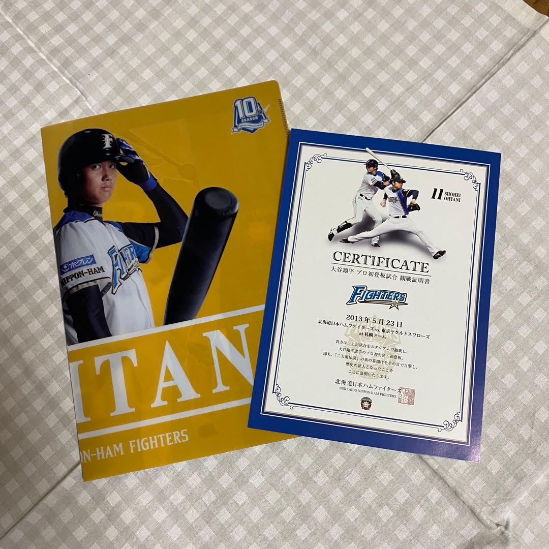 大谷翔平選手　観戦証明書　クリアファイル付き