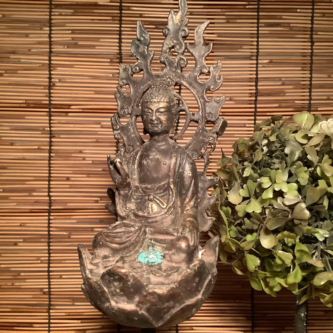 中国・北魏「天上界・阿弥陀如来」龍神・隋・唐・三重方形座・鍍金黄銅